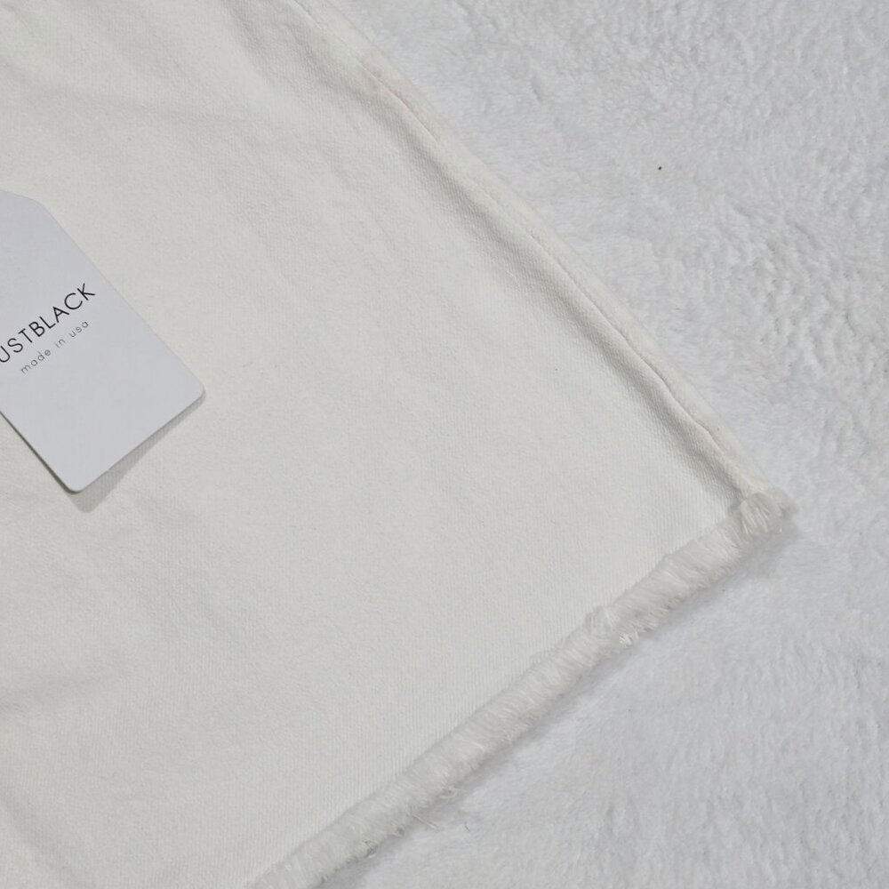 Just Black ✦ White High-Rise Denim Mini Skirt ✦ Raw Hem Structured Cotton XS NWT - Picture 7 of 12